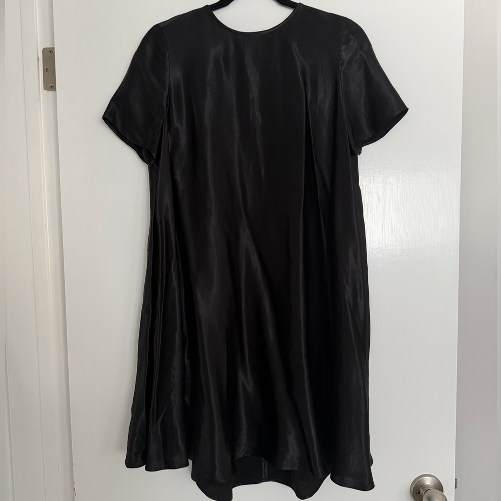 Banana Republic Black Aurelia Satin Trapeze Mini Dress